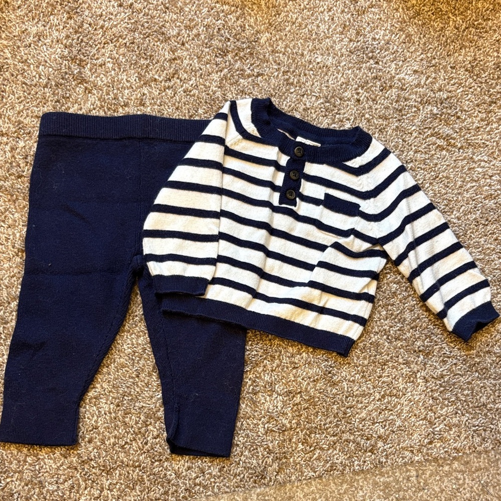 Janie and Jack Navy and White Striped Kids Matching Set